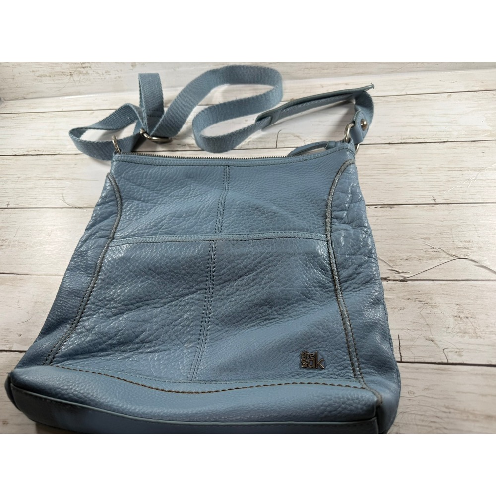 The Sak‎ Blue Pebbled Leather Crossbody Bag Adjustable Strap Small Messenger
